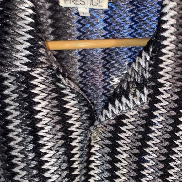 Men’s PRESTIGE Ombre Zig Zag Shimmer Dressy Disco Button Down Shirt Black Silver - Picture 2 of 10